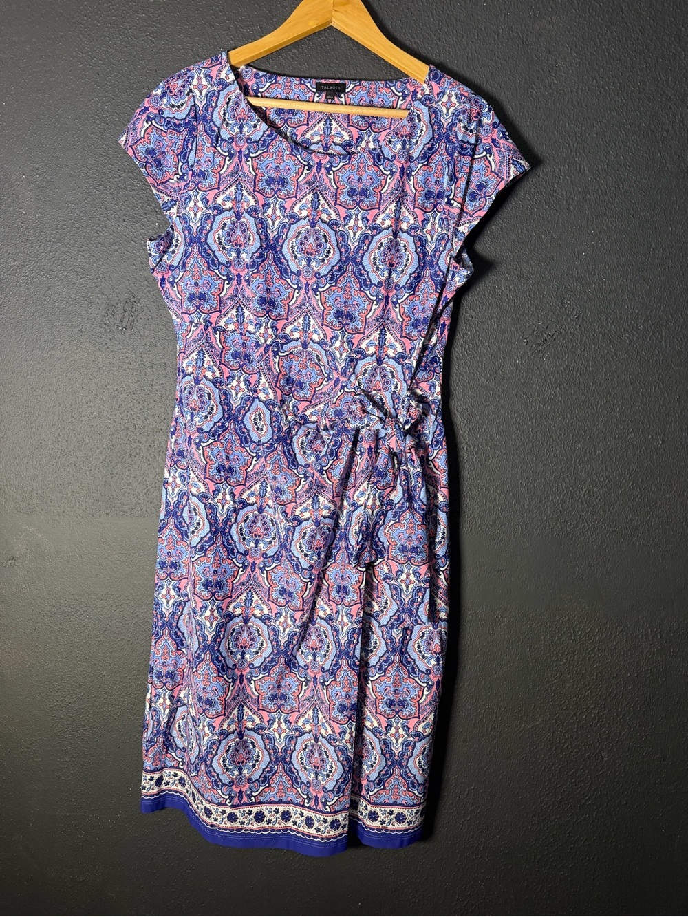 Talbots Blue and Pink Printed Midi Dress
